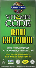 Garden of Life Raw Calcium label highlights algae-derived calcium and trace minerals