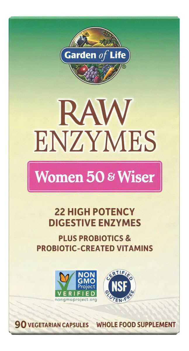 Garden of Life RAW Enzymes label highlighting bromelain and lactase enzymes