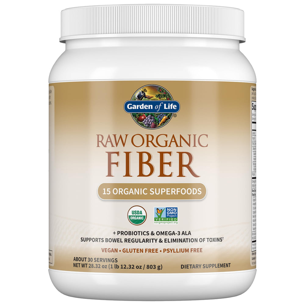 Garden of Life Raw Organic Fiber Powder bottle for daily use.