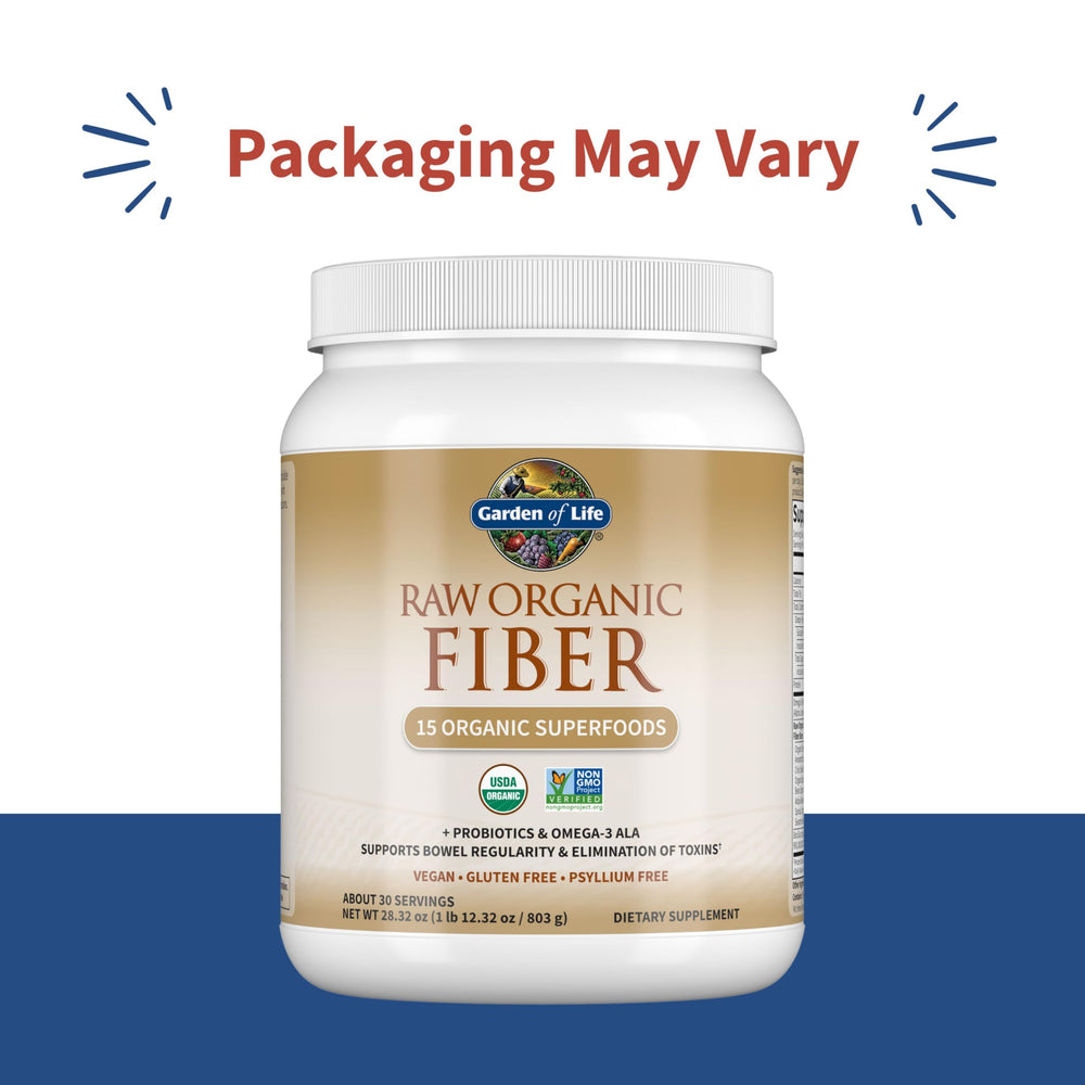 Label highlights 15 organic superfoods and probiotics.