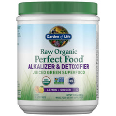 Garden of Life Raw Organic Perfect Food bottle showing convenient daily greens for balanced nutrition