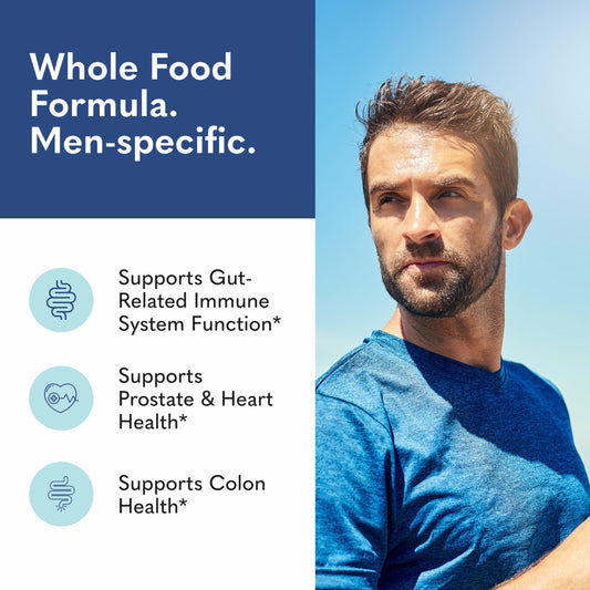 RAW Probiotics Men label close-up highlighting potency and strains.