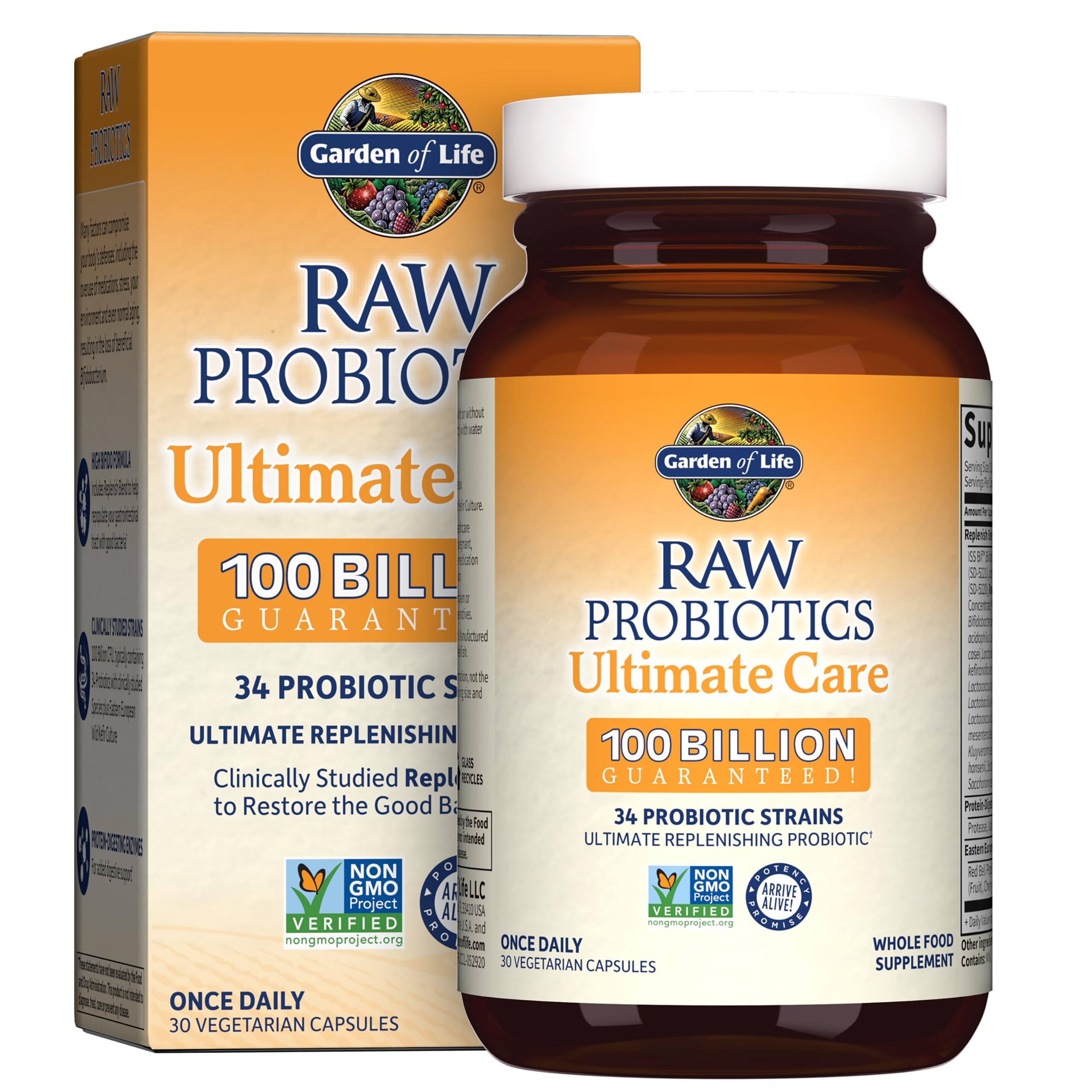 Garden of Life Raw Probiotics Ultimate Care bottle for daily gut support