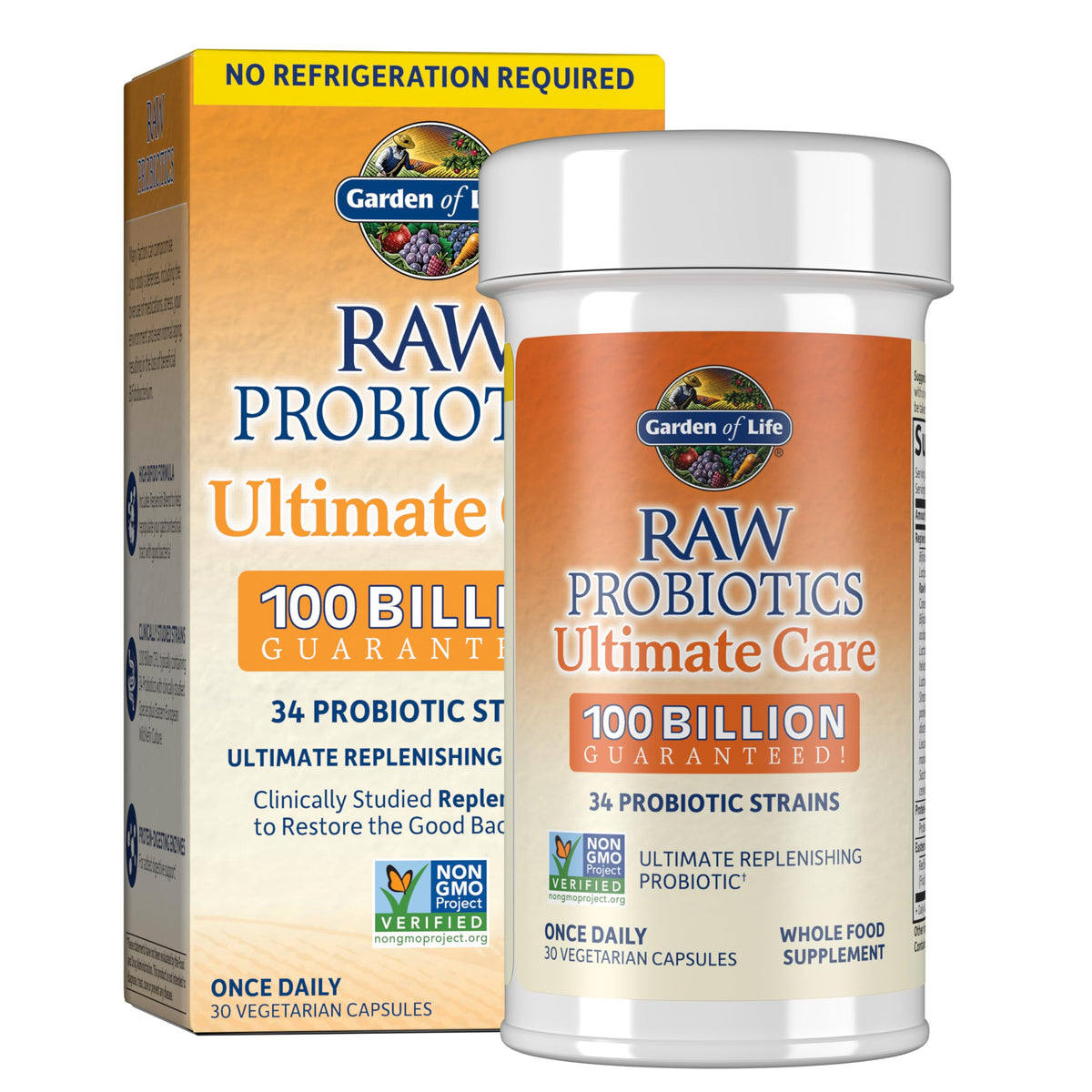 Garden of Life Raw Probiotics bottle cap highlights premium packaging for convenient daily digestive support