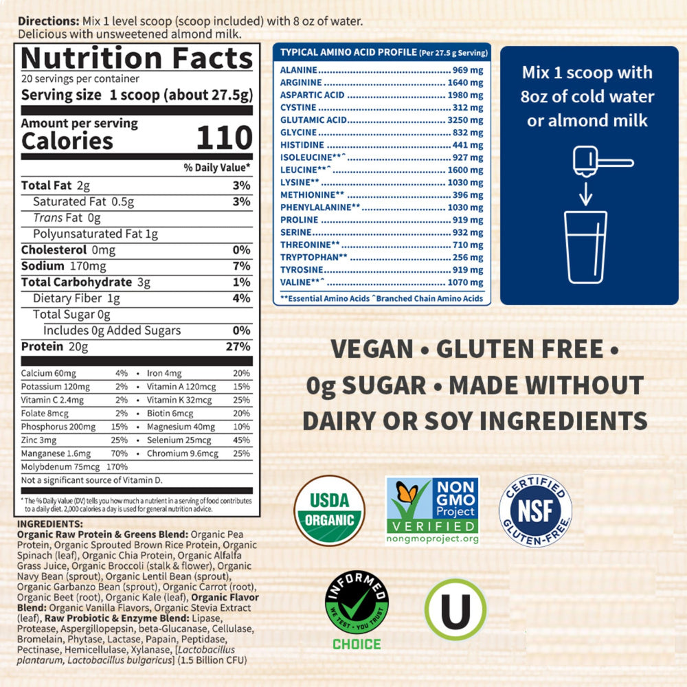Close-up of Garden of Life greens blend with spinach, kale and beets
