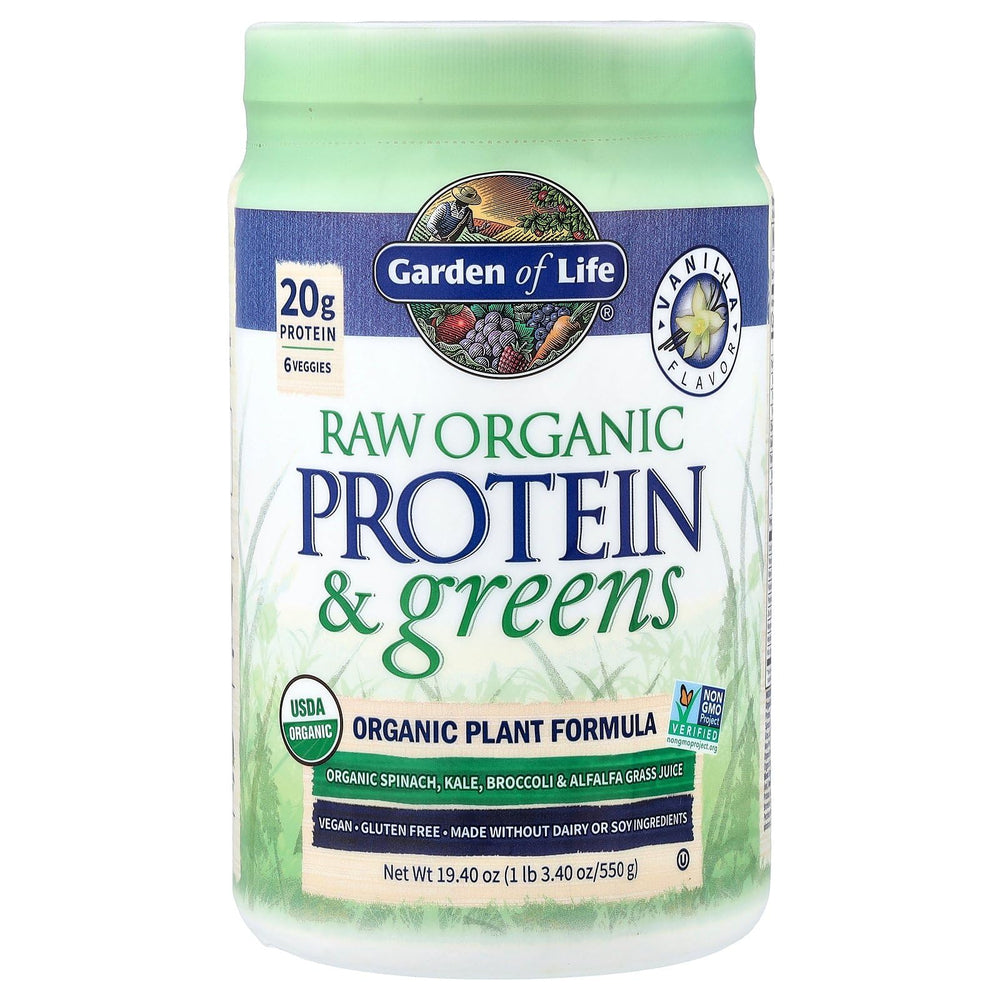 Vanilla shake prepared with Garden of Life Raw Protein & Greens for workouts