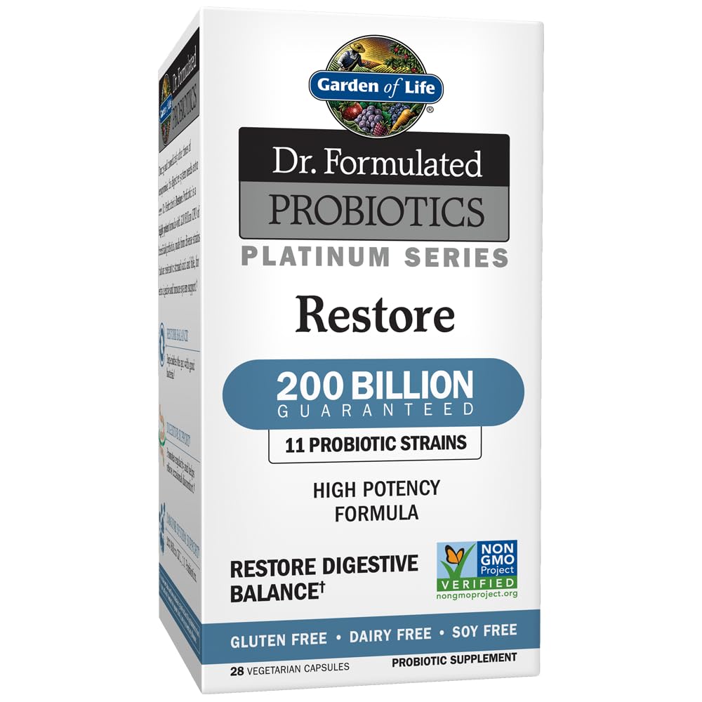 Garden of Life Restore bottle front with 200B CFU highlight and label details