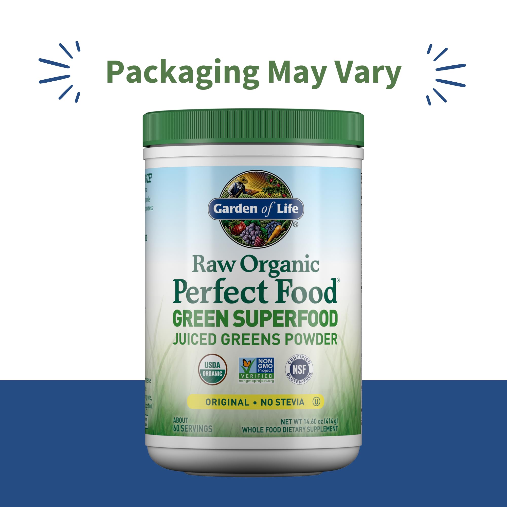 Garden of Life Super Greens powder pour demonstrates quick morning shake.