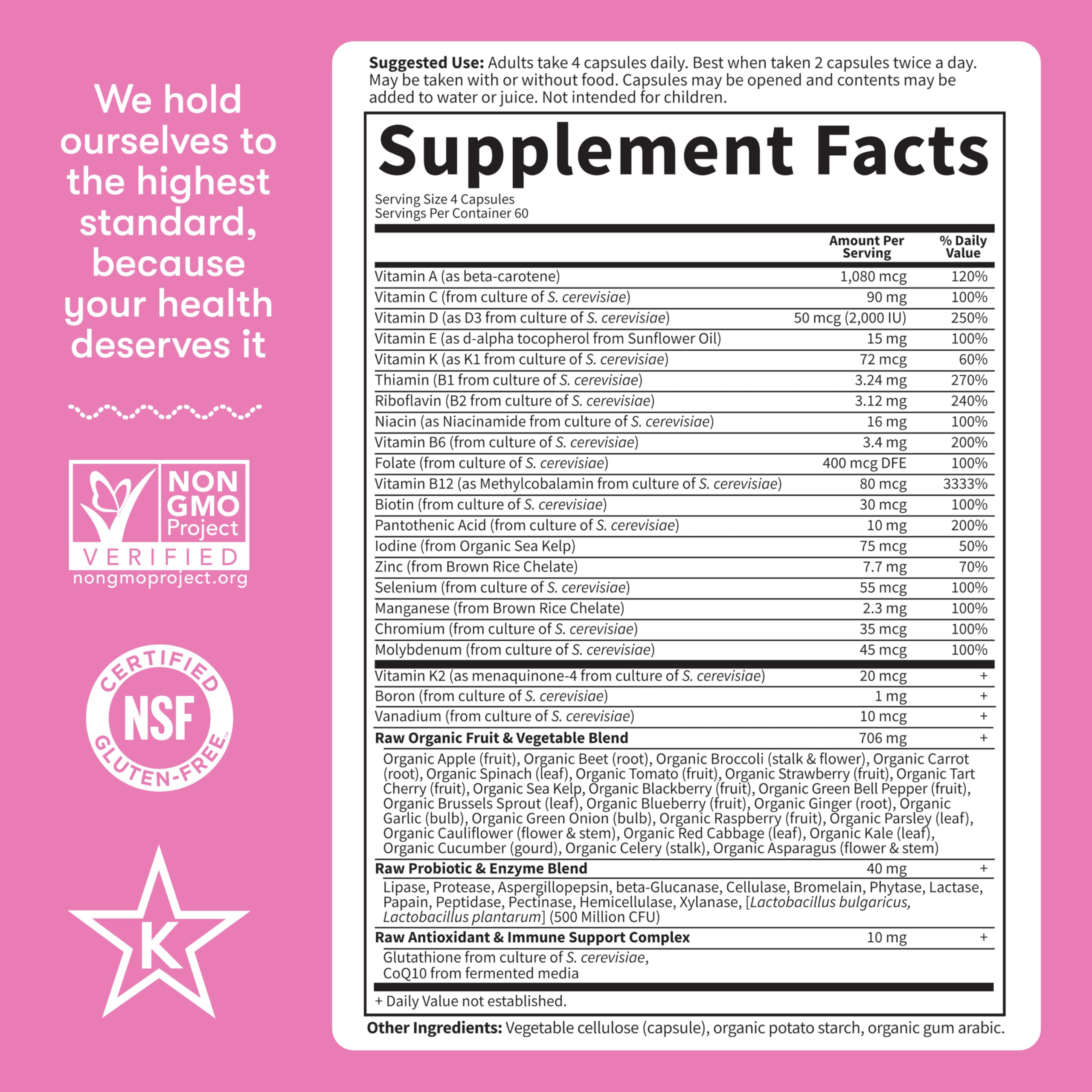 Garden of Life Vitamin Code 50+ Women with CoQ10 for bone support.