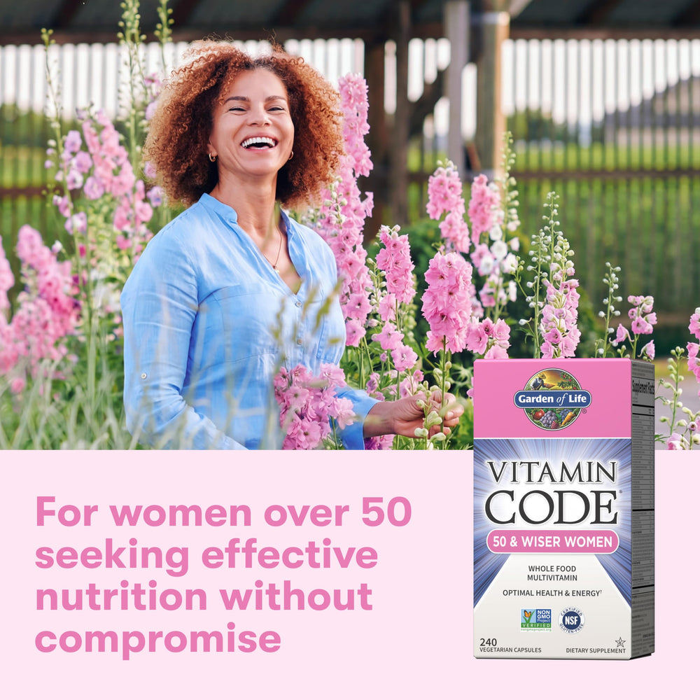 Garden of Life Vitamin Code 50+ Women dosing options for ease.