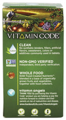 Garden of Life Vitamin Code RAW Calcium bottle with ingredients panel reveals trace minerals.