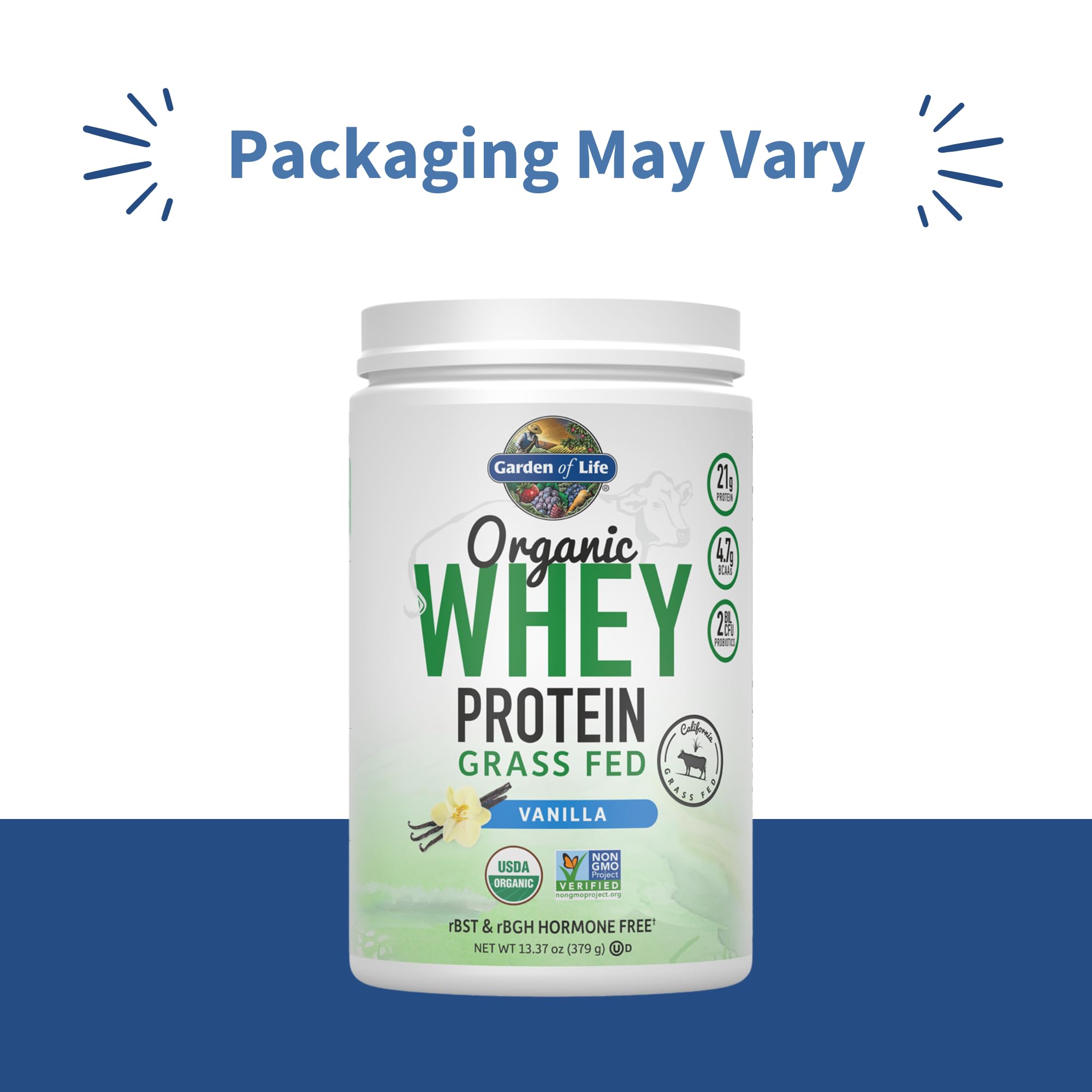 Garden of Life whey vanilla shake in glass shows creamy post-workout texture.
