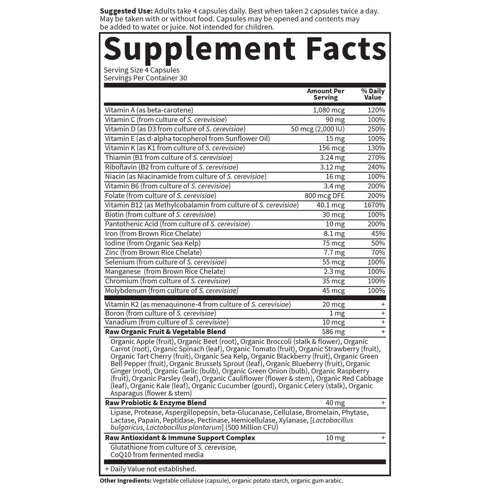 Nutrition facts panel featuring folate rather than folic acid for right balance.