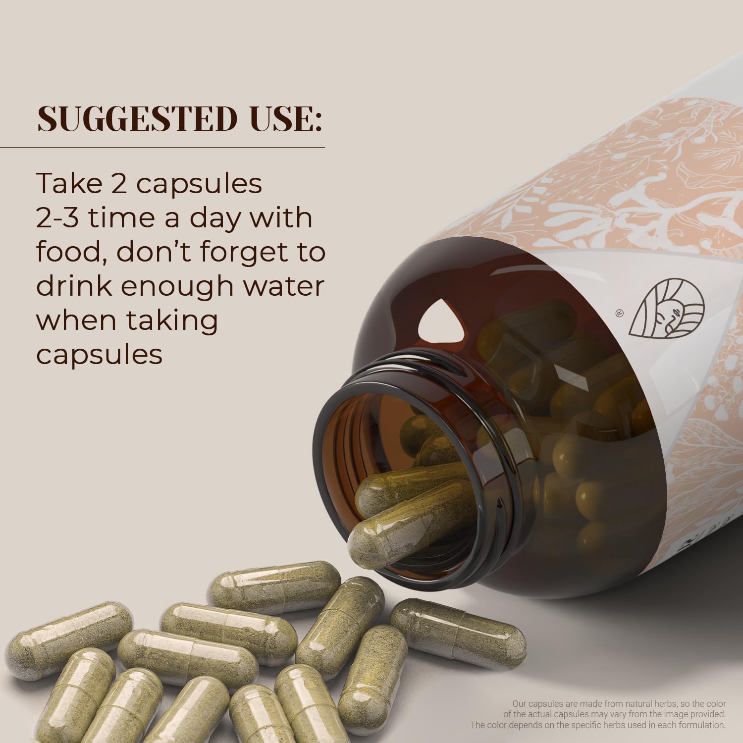 Closeup of Garden Organics Bugleweed capsules highlighting vegan formula.