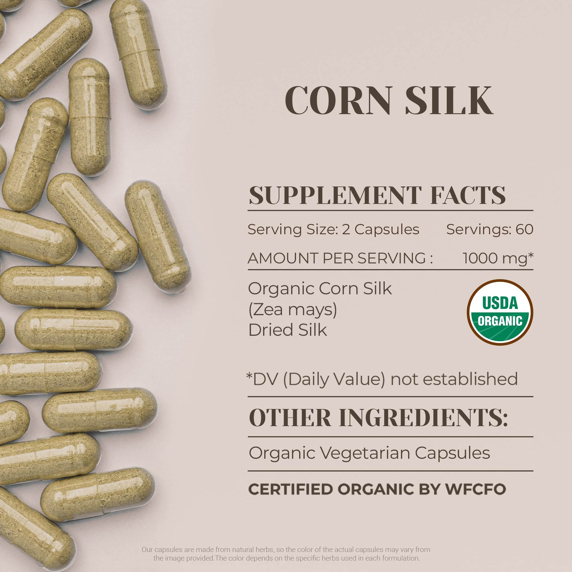 Garden Organics corn silk capsules close-up – natural ingredients and vitality support.