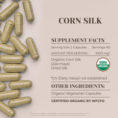 Garden Organics corn silk capsules close-up – natural ingredients and vitality support.