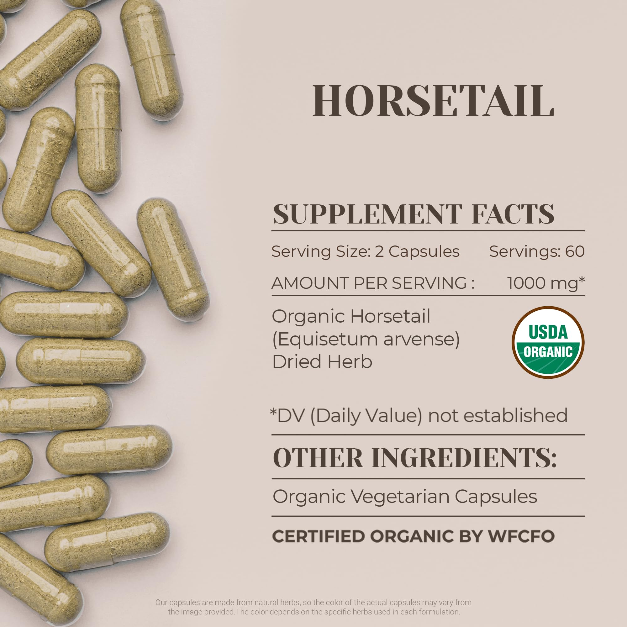 Garden Organics Horsetail label showing certified organic ingredients.