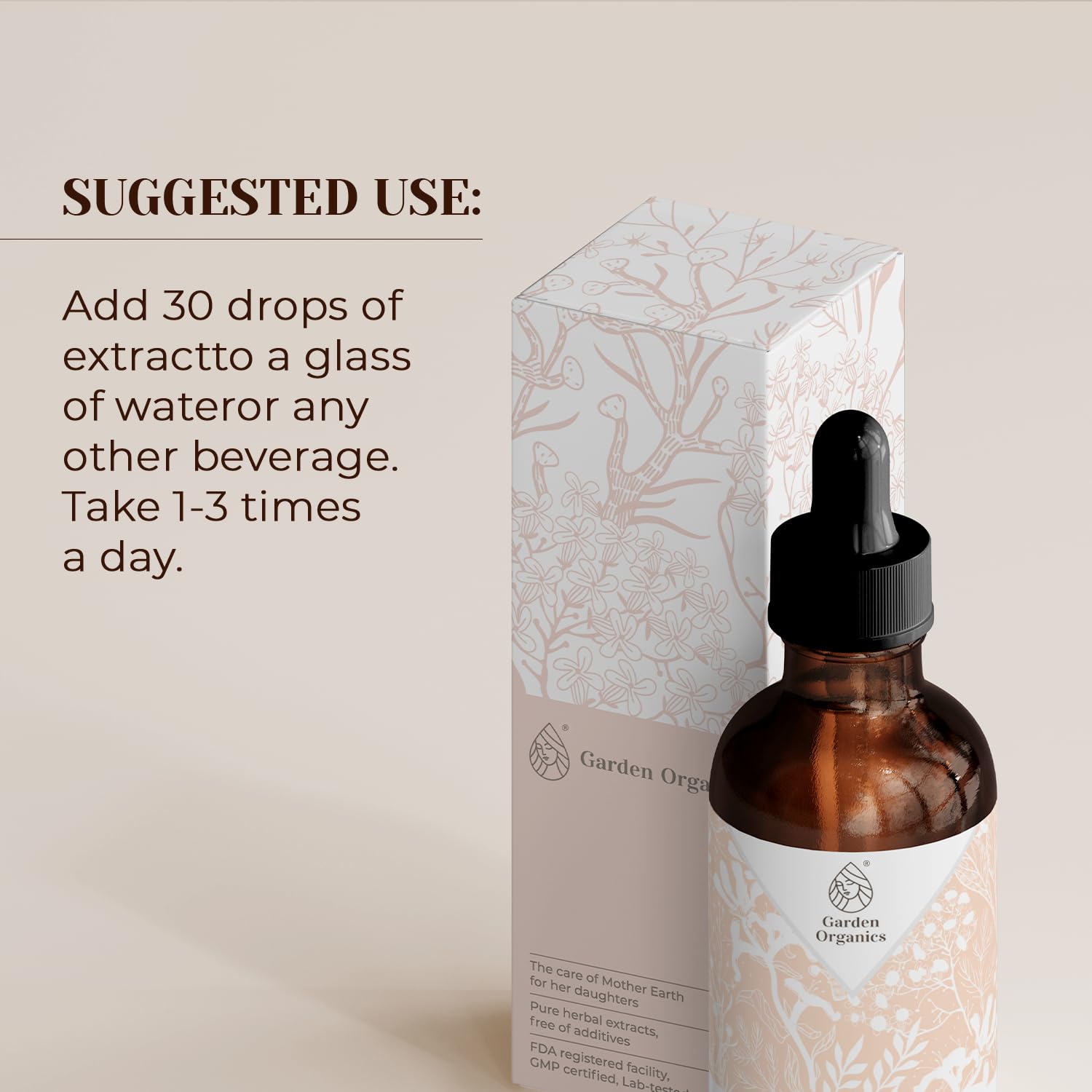 Garden Organics Lungwort bottle pour demonstrates easy dosing for routines