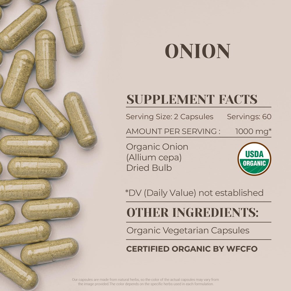 Garden Organics Onion vegetarian capsules on label for easy intake