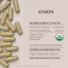 Garden Organics Onion vegetarian capsules on label for easy intake
