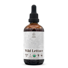Garden Organics Wild Lettuce extract bottle, alcohol-free dietary supplement.
