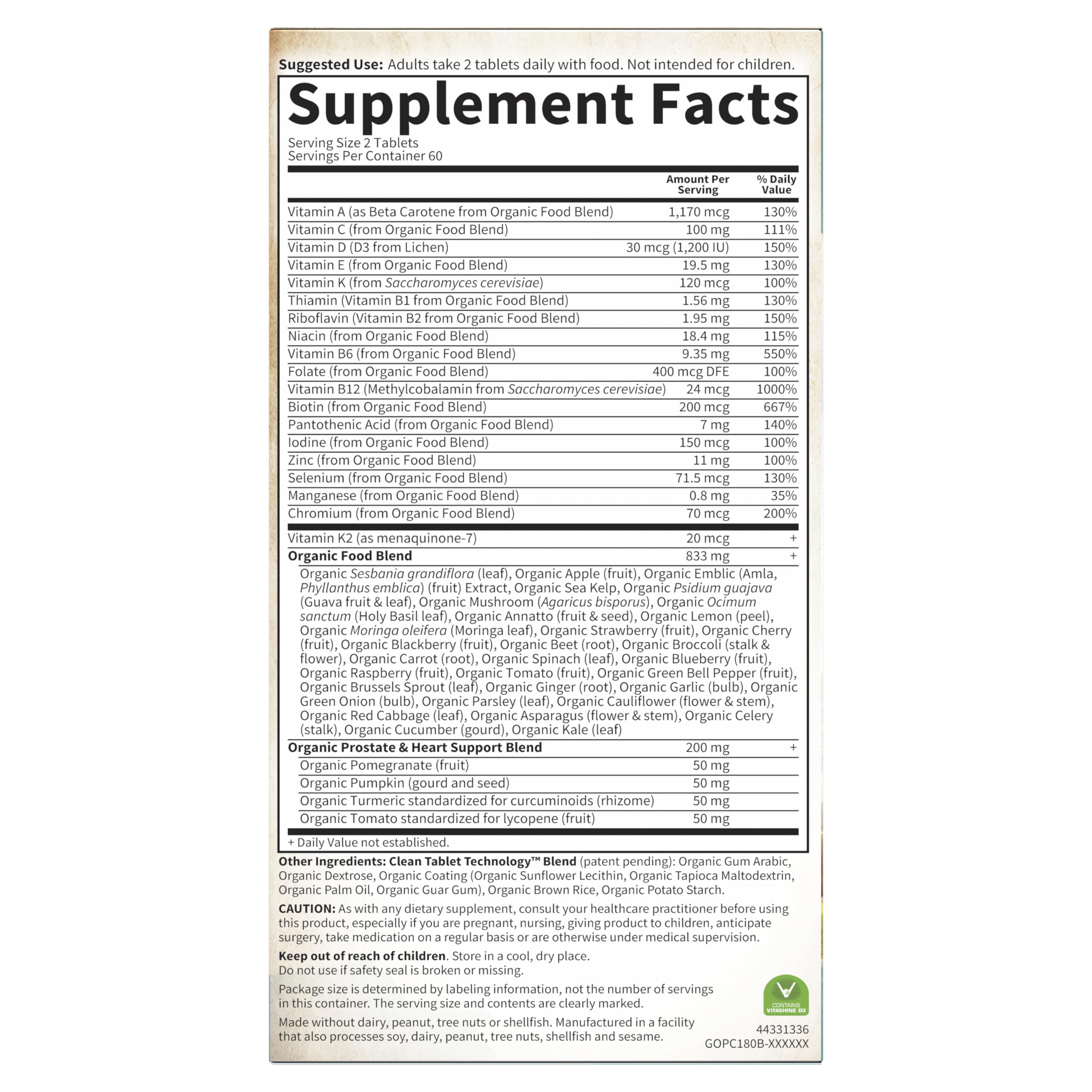 Garden of Life Organics Men’s Multi 40+ daily dosage demonstration in morning routine