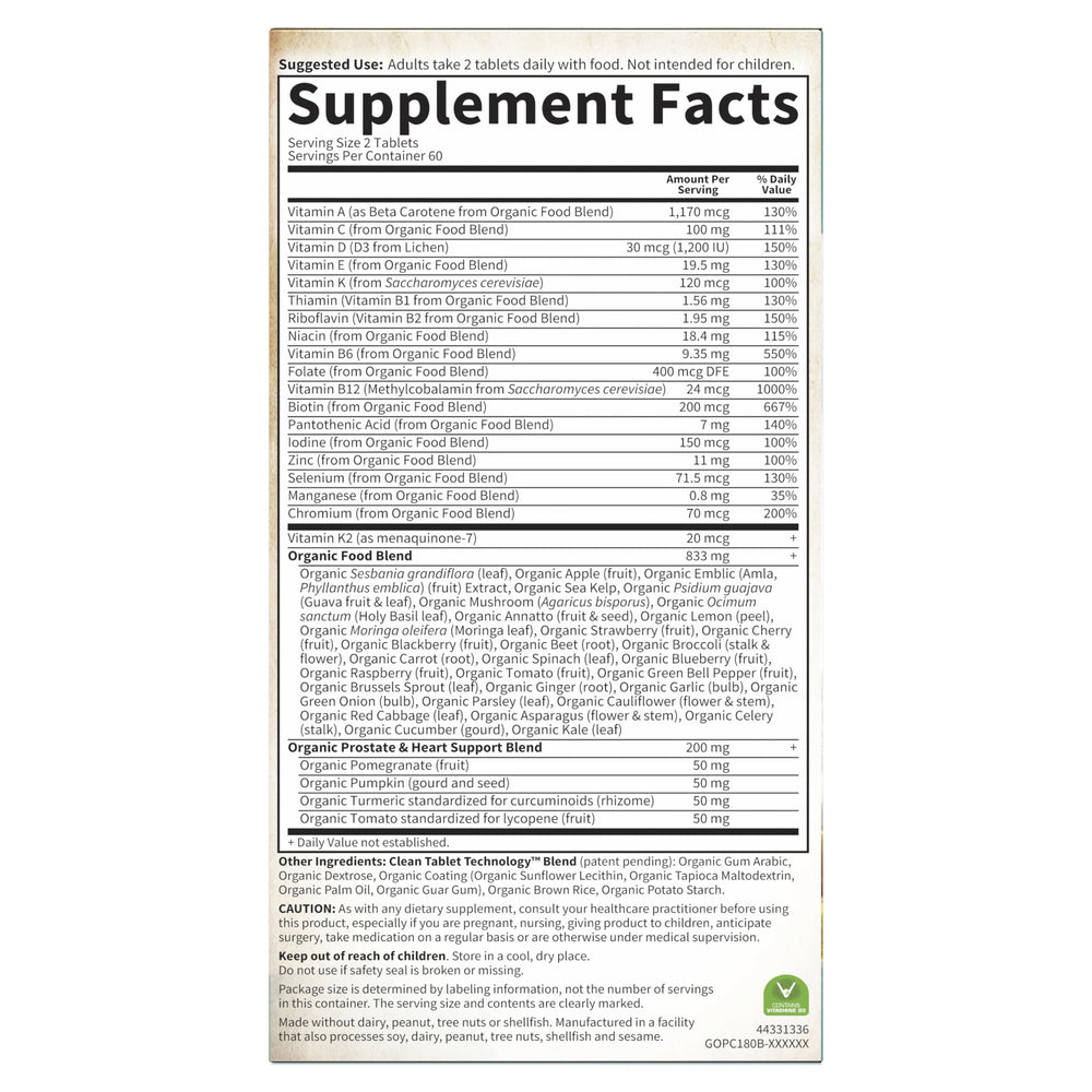 Garden of Life Organics Men’s Multi 40+ daily dosage demonstration in morning routine