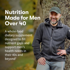 Garden of Life Organics Men’s Multi 40+ ingredients highlight with organic fruits and vegetables powering your day