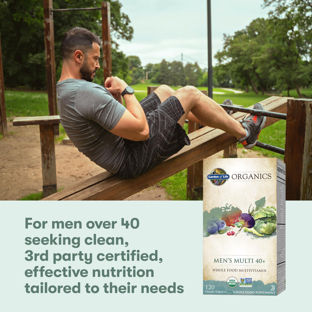 Garden of Life Organics Men’s Multi 40+ packaging close-up detail