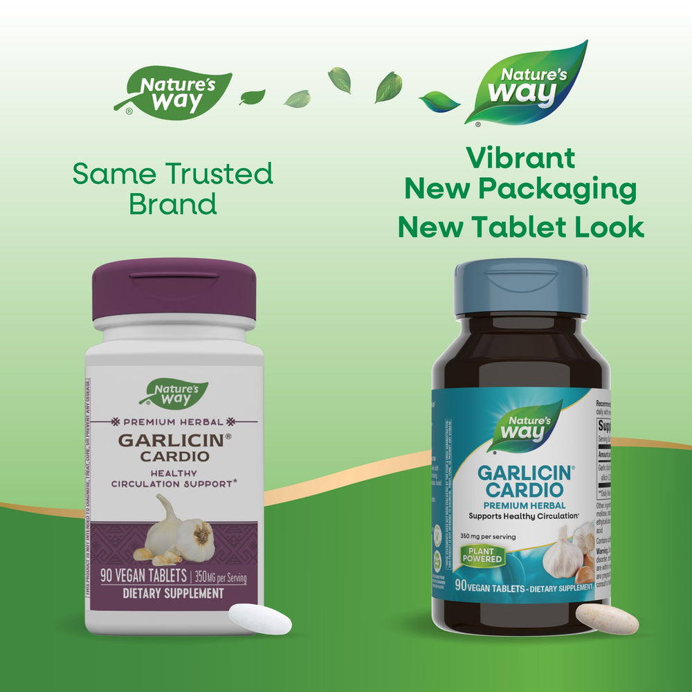 Vegetarian Garlicin Cardio tablets designed for daily circulation support.