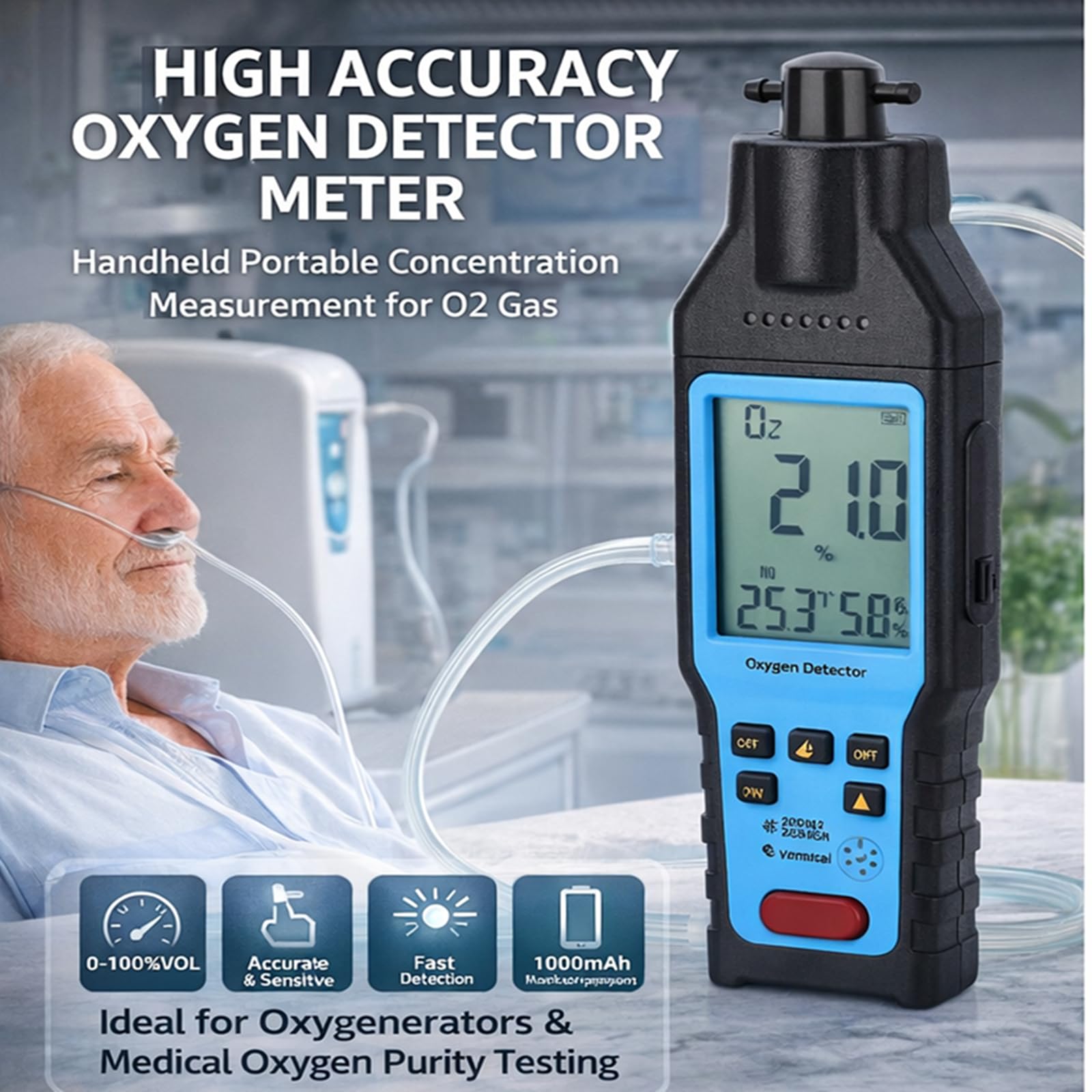 Garosa O2 detector suited for industrial and lab oxygen concentration tasks.