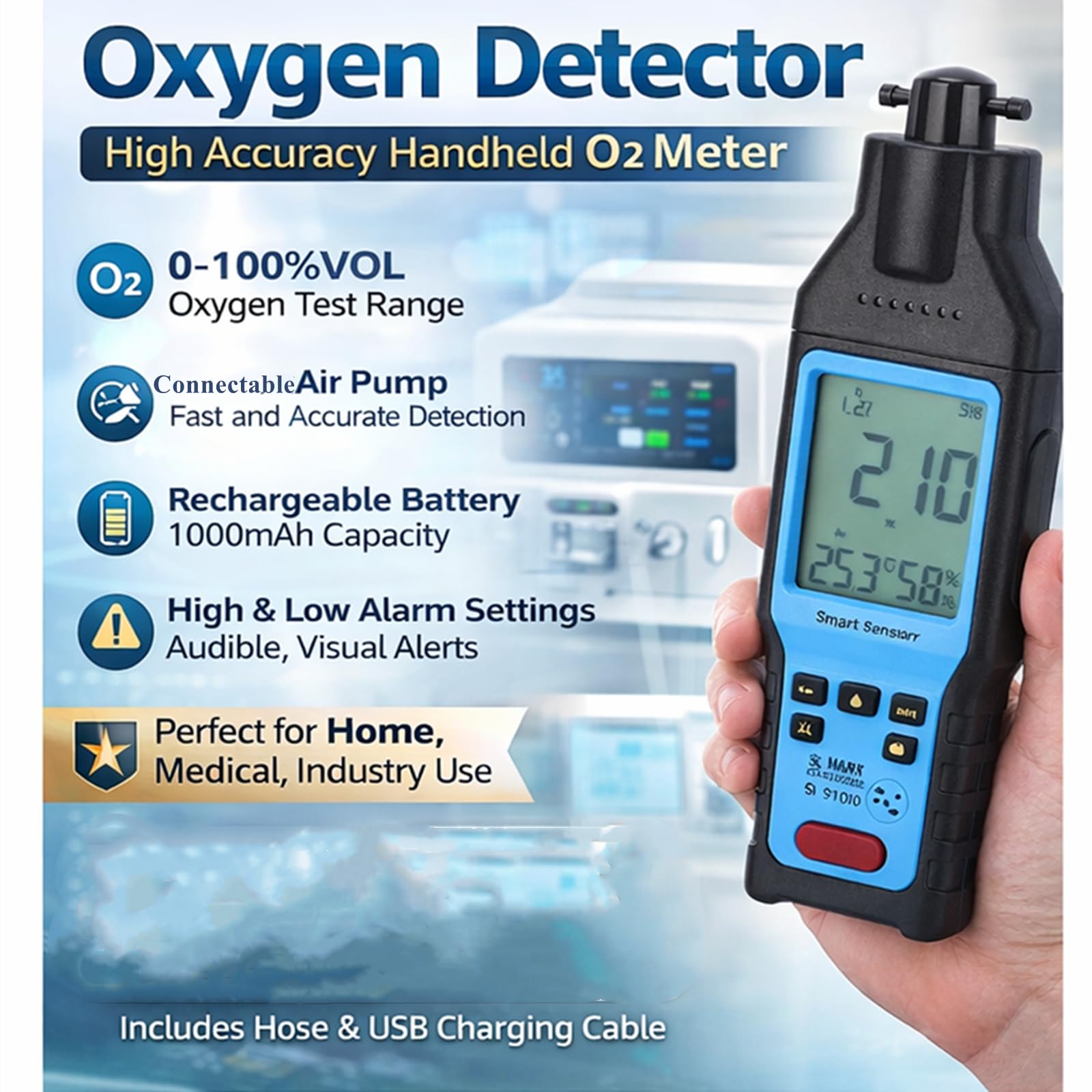 Garosa O2 detector compact handheld design for on‑the‑go checks.