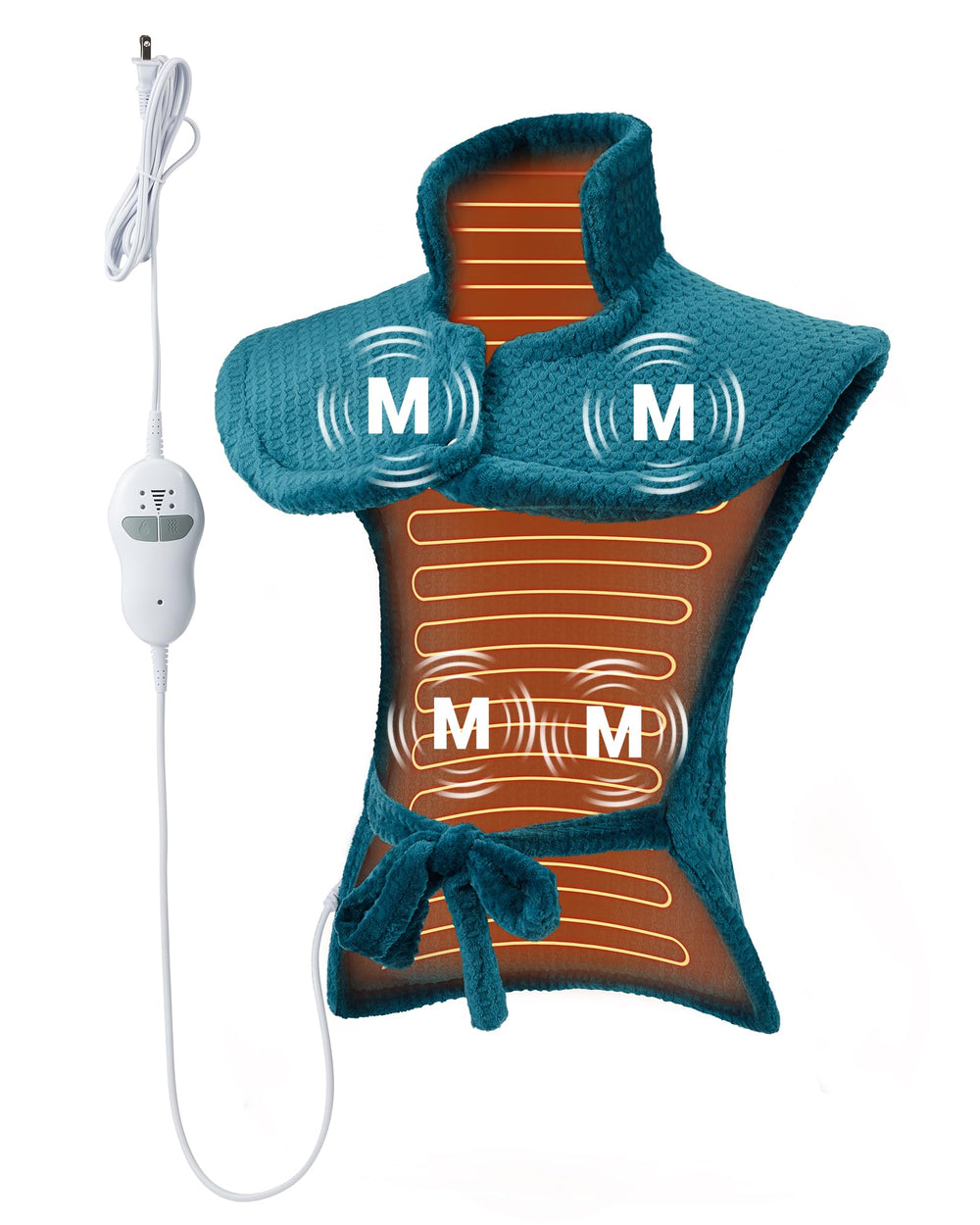 GarveeHome massaging heating pad with full-coverage design for neck, shoulders, back.