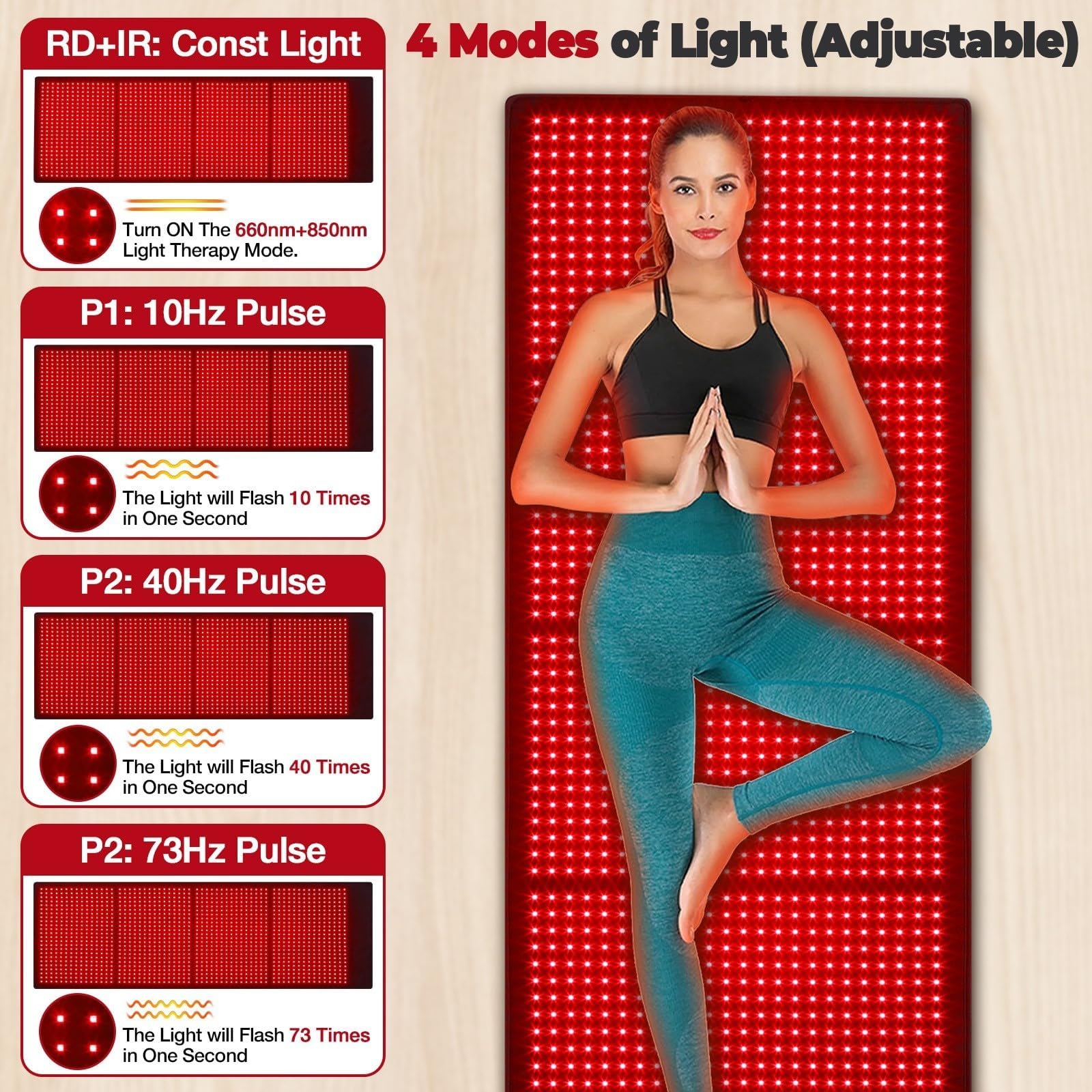 GarveeHome red light therapy mat timer controls and remote.