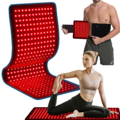 GarveeHome red light therapy pad front view highlighting full-length belt with 360 LEDs for coverage.
