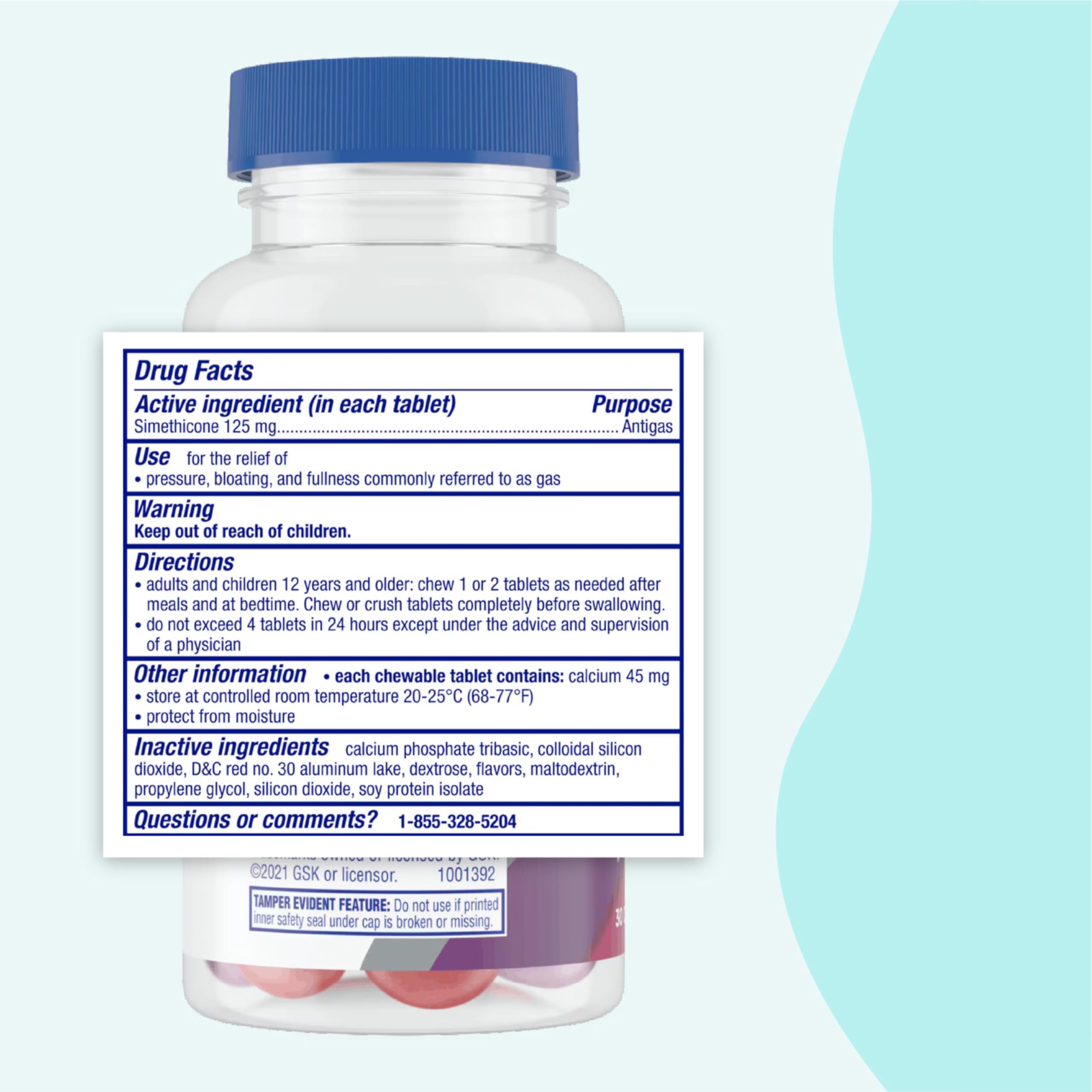 Gas-X Total Relief tablets in hand image showing ready-to-use chewables.
