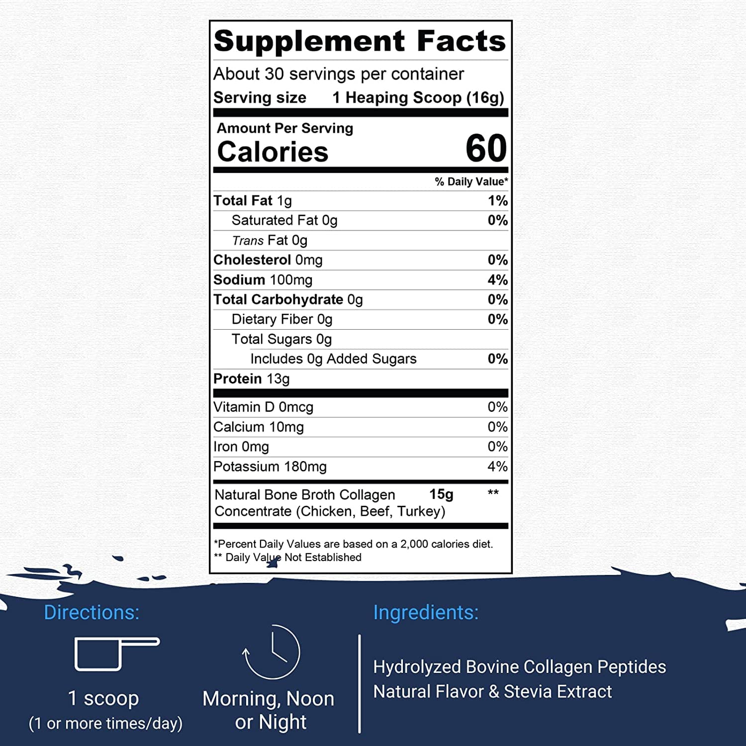 Gaspari Nutrition Bone Broth Collagen label highlights clean, non-GMO formula.