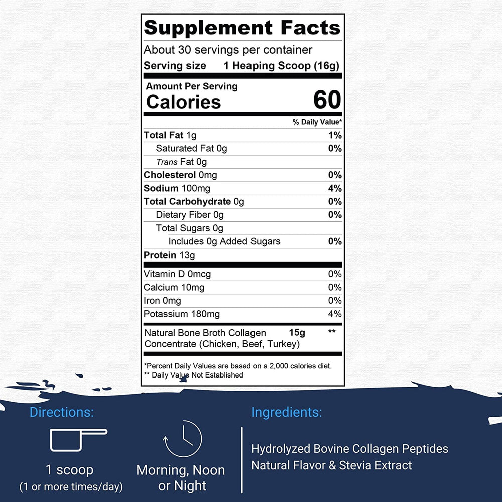 Gaspari Nutrition Bone Broth Collagen label highlights clean, non-GMO formula.