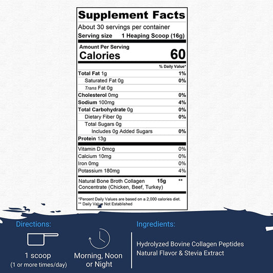 Gaspari Nutrition Bone Broth Collagen label highlights clean, non-GMO formula.