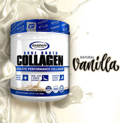 Pouring Gaspari Bone Broth Collagen into a glass for post-workout hydration.