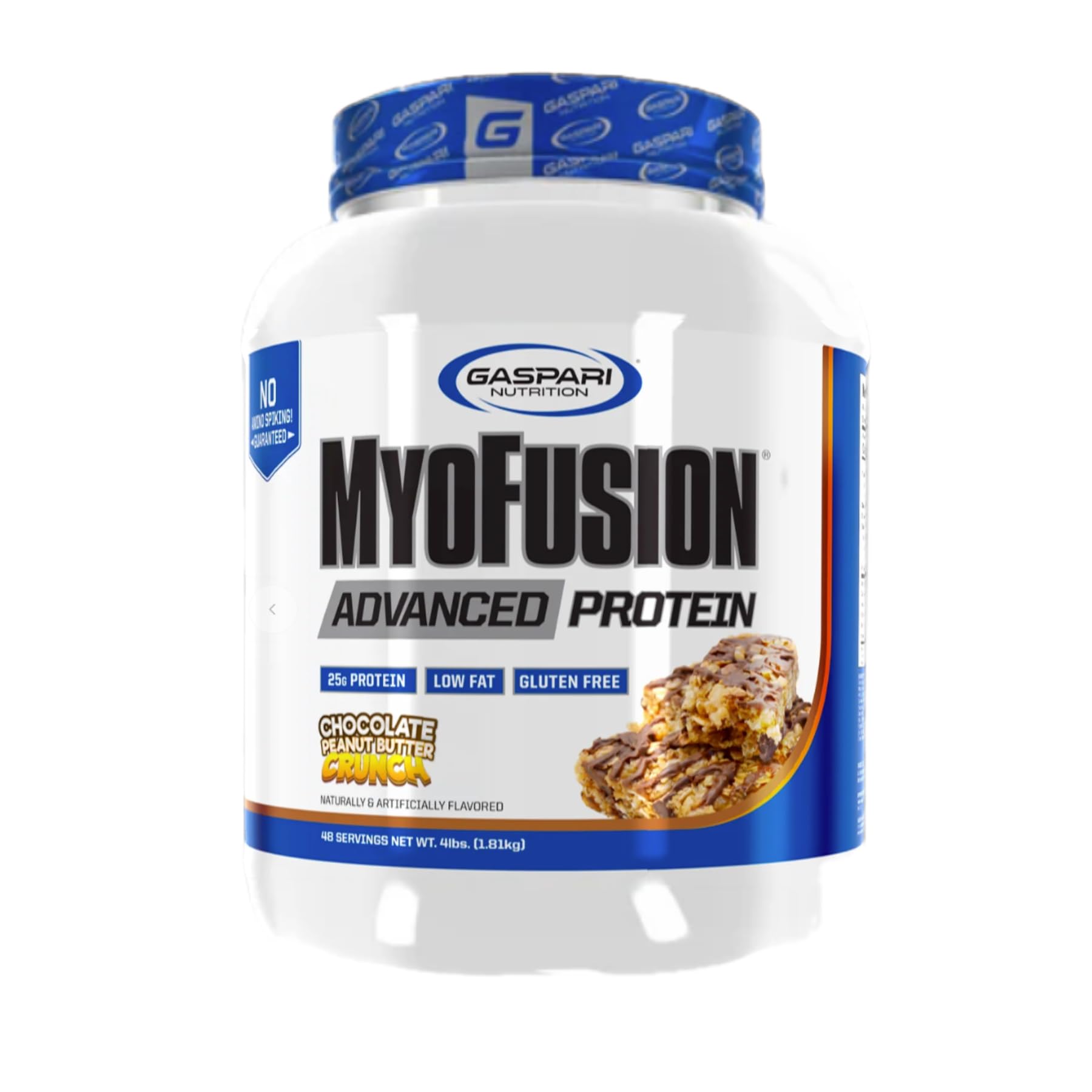 Gaspari Myofusion bottle shows daily muscle support protein blend.