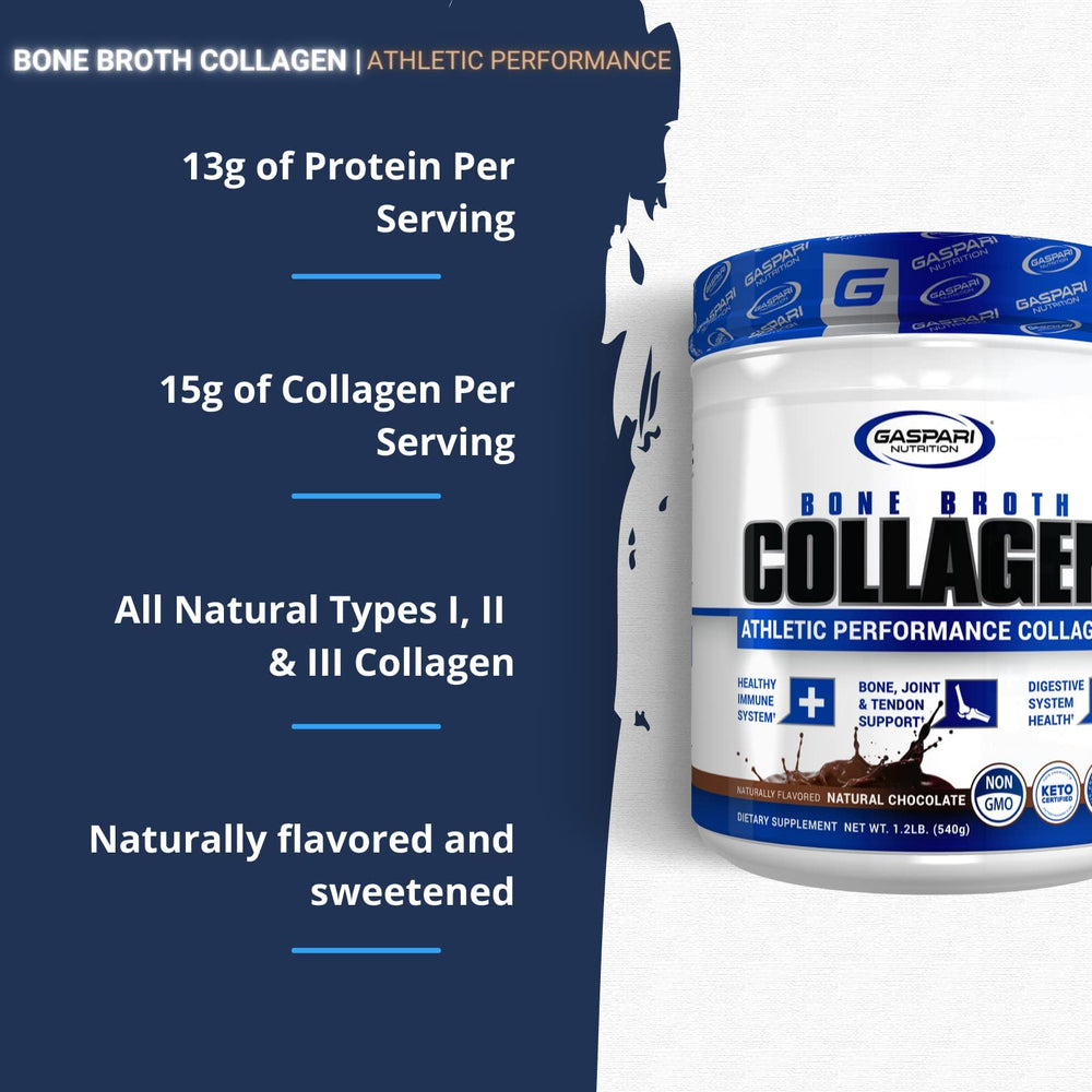 Gaspari Nutrition Bone Broth scoop with powder provides a convenient post-workout protein boost.