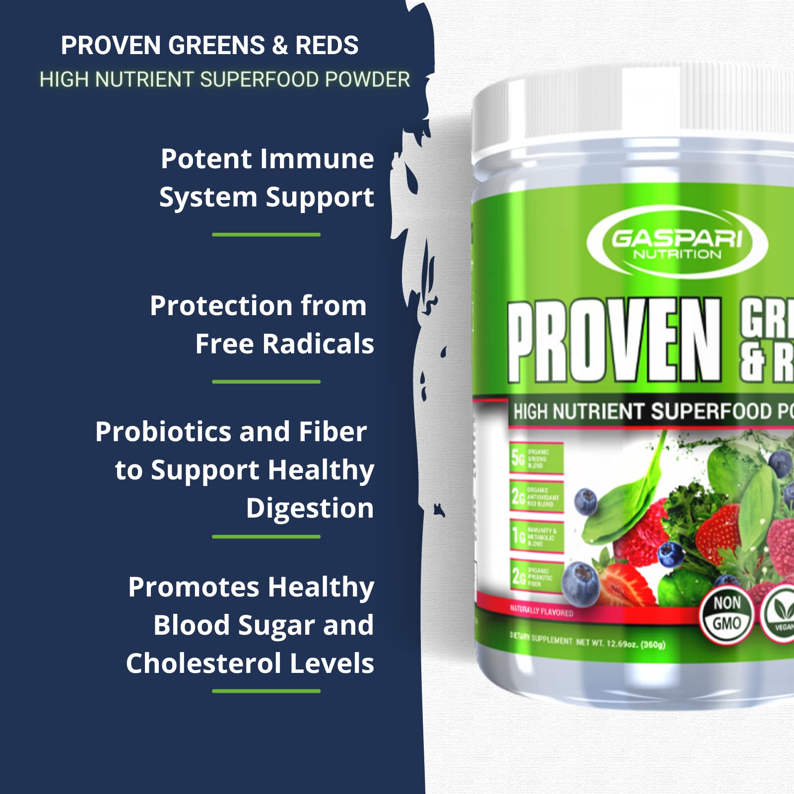 Gaspari Nutrition Greens and Reds powder scene for daily wellness