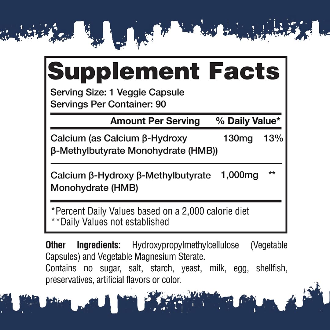 Gaspari Nutrition HMB label closeup highlighting 90 servings and purity