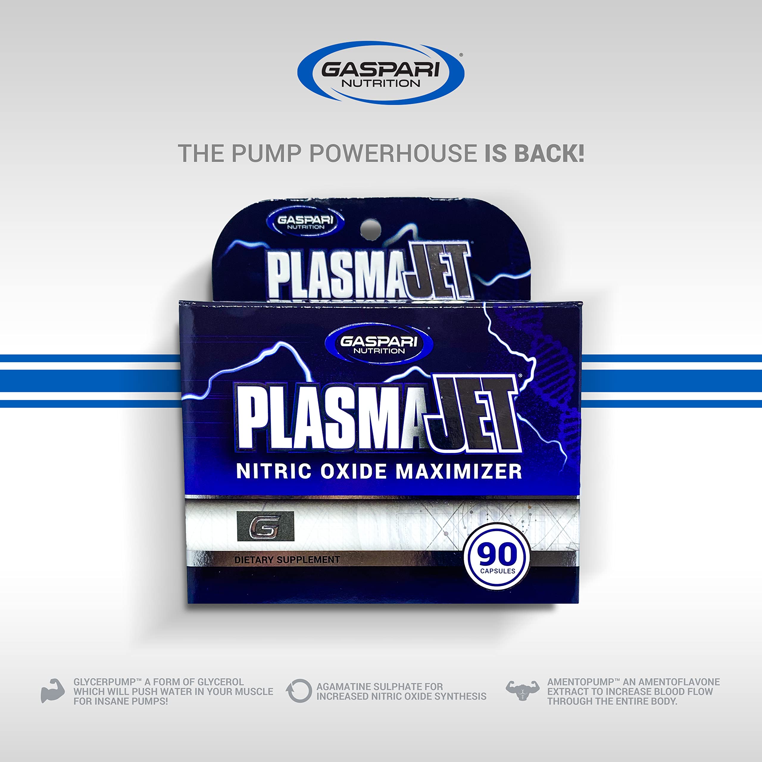 Gaspari Plasmajet front label shows branding and key features.