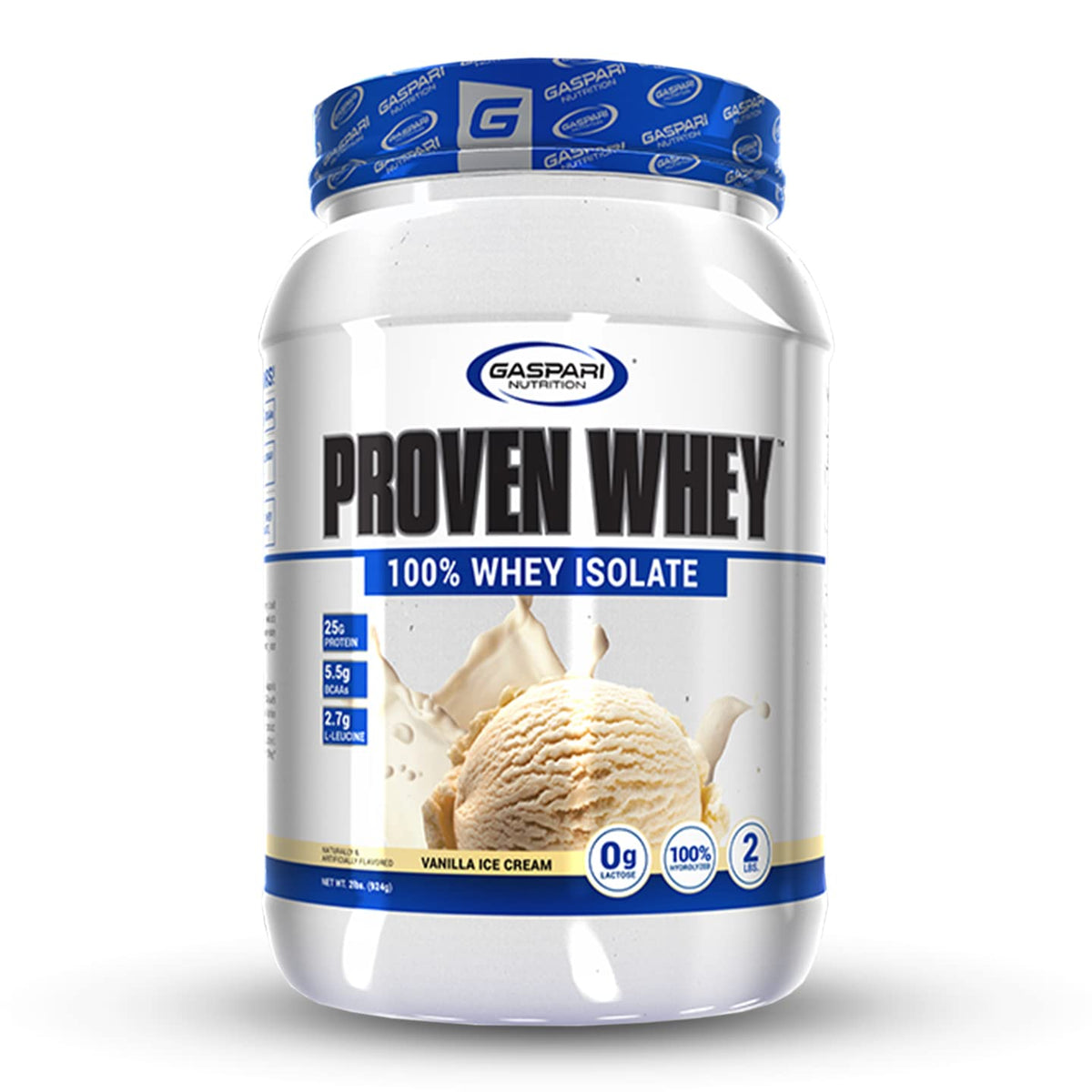 Gaspari Proven Whey tub in vanilla supports post-workout recovery with high-protein nutrition.