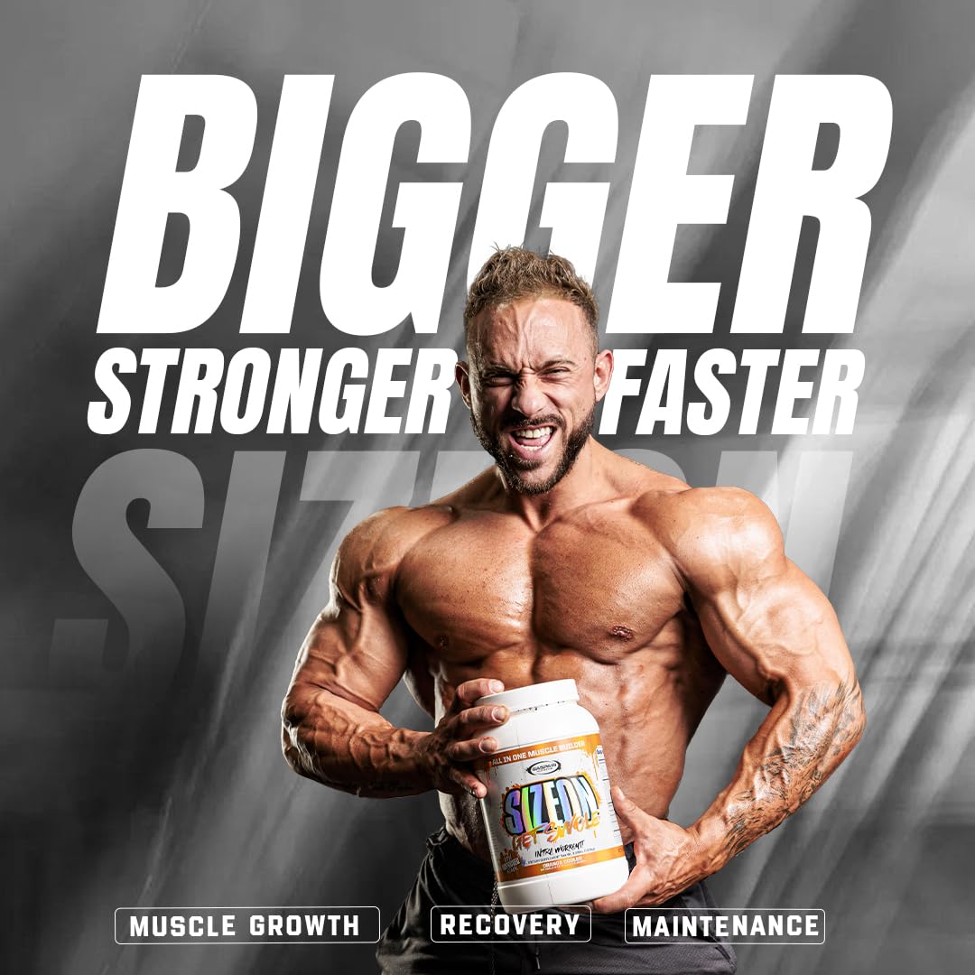Gaspari SizeOn in gym scene suggests faster recovery and training-supportive benefits.