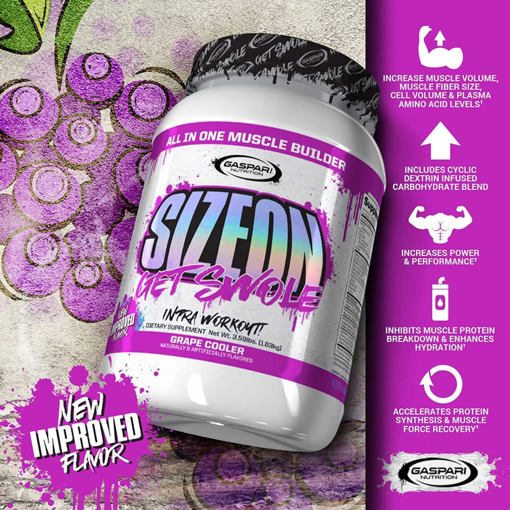 Gaspari SizeOn Lola amino acid salt close-up highlighting ammonia-management potential