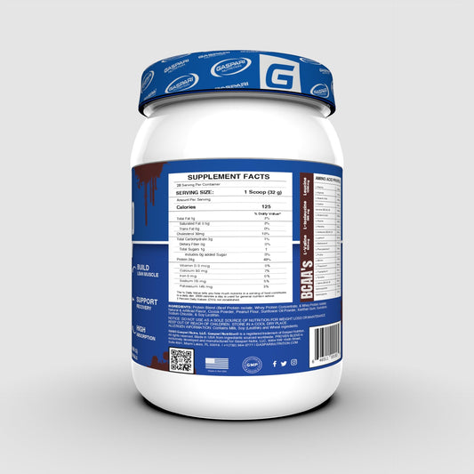 Gaspari Proven Blend shake in glass showing creamy post-workout recovery shake.