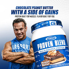 Gaspari Proven Blend close-up texture shows creamy vanilla finish.
